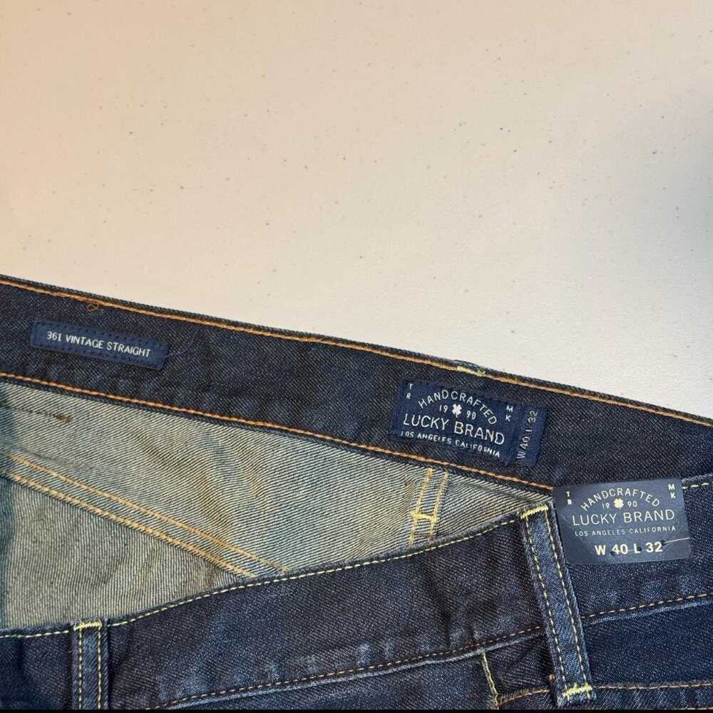 Lucky‎ Brand Blue 361 Vintage Straight Dark Wash Casual Denim Jeans Men's 40x32 - Picture 5 of 10